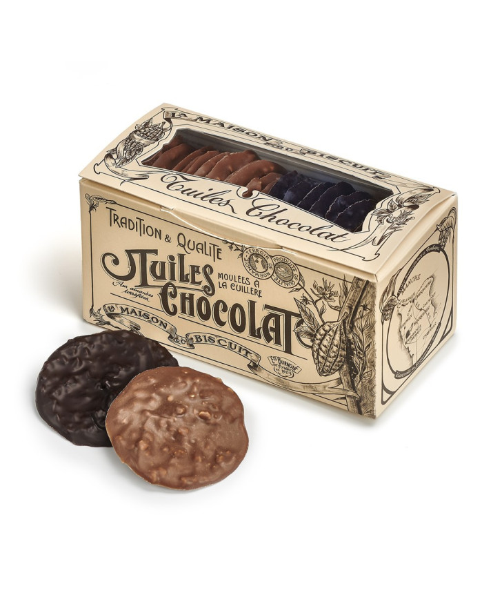 LA MAISON DU BISCUIT : TUILES CHOCOLAT NOIR et LAIT 170G