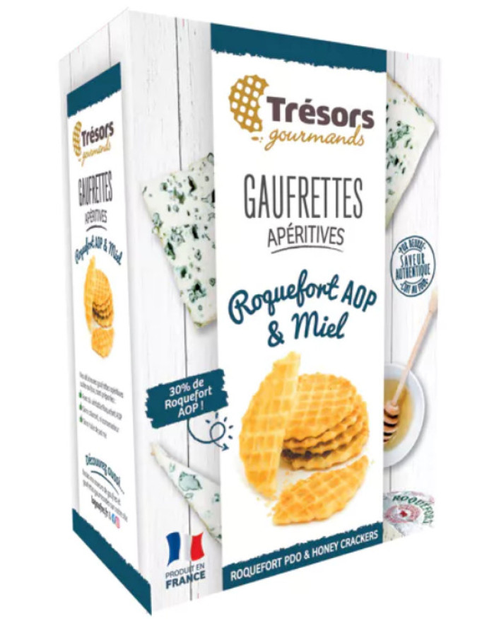 GAUFRETTES ROQUEFORT & MIEL 60G TRÉSORS GOURMANDS