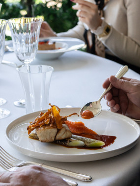 PAVÉ D'OMBRINE ET PURÉE DE PATATE DOUCE