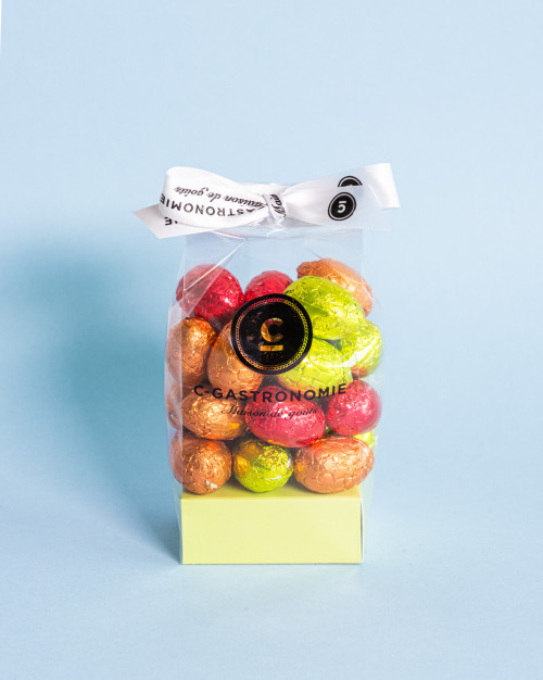 ŒUFS GANACHE CHOCOLAT LAIT & NOIR (3 couleurs, emballés) - 180 g