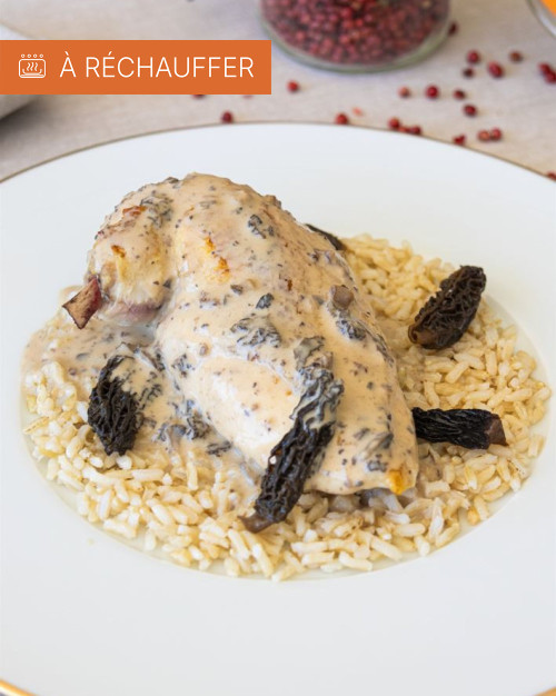 SUPREME DE VOLAILLE AUX MORILLES, RIZ PILAF