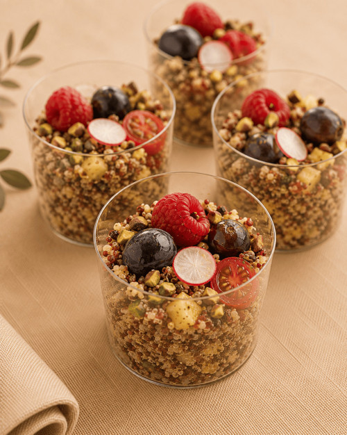 MINI SALADES DE QUINOA AUX FRUITS FRAIS (18 PIECES)
